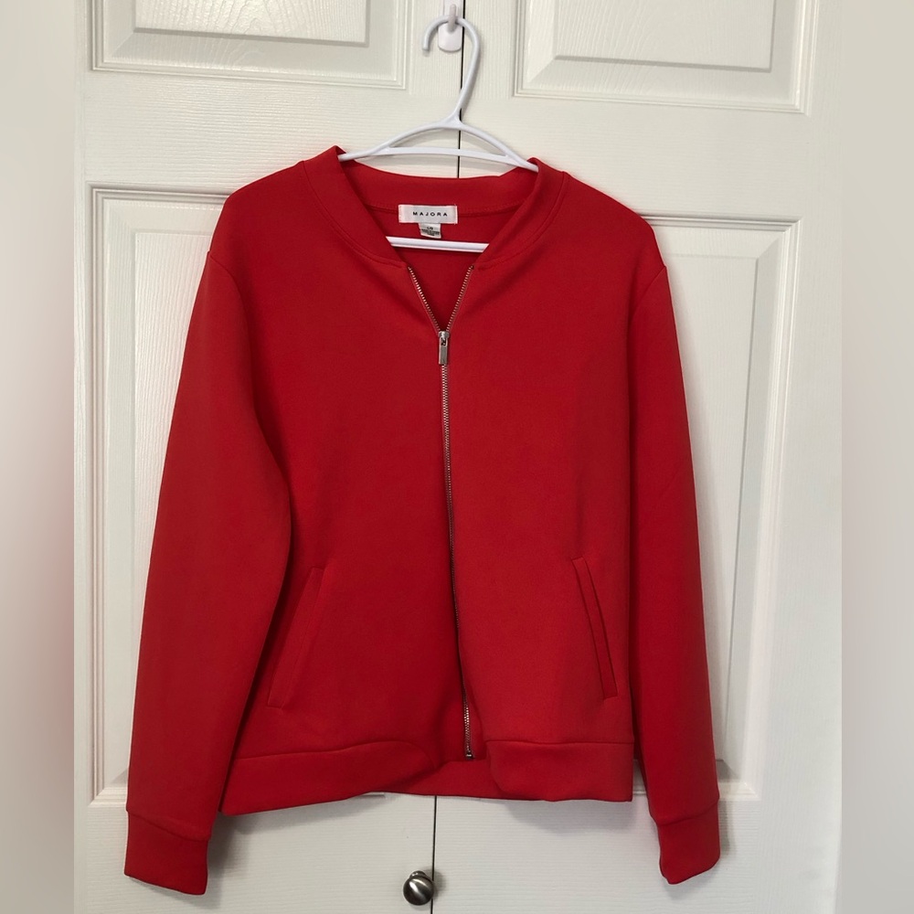 Women's Red Zip Bomber Jacket by Madewell